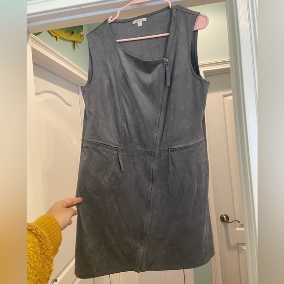 Sophie Max Faux Velvet Grey Mini Dress - Picture 2 of 7